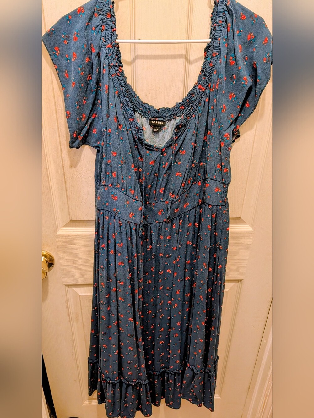 Torrid Teal Floral Ruffle-Trim Maxi Dress Size 1